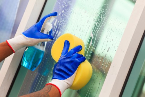 Stain removal treatment on a fabric sofa in Crooklog