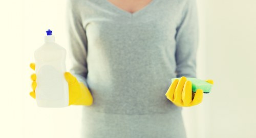 Close-up of fabric upholstery being deep cleaned in Crooklog
