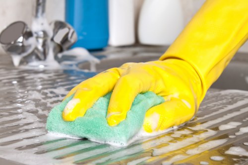Manager reviewing safety procedures during a carpet cleaning job